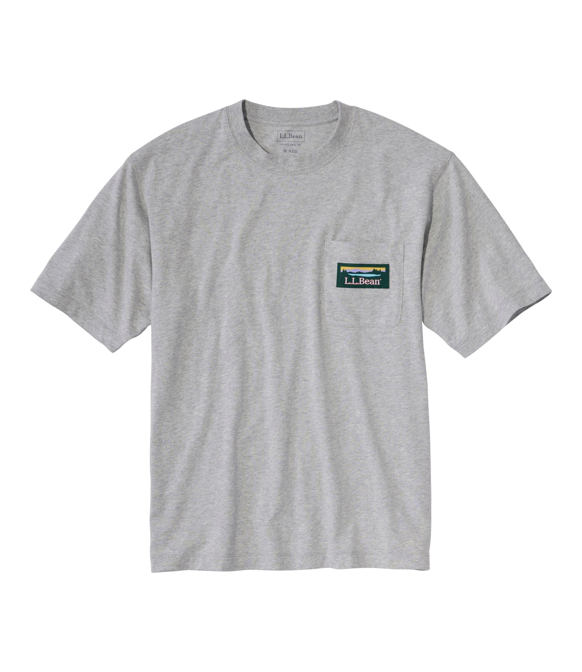 

L.L.Bean Men s L.L.Bean Katahdin Logo Tee, Short Sleeve, US Fit Regular, Size L, Gray Heather, Item Number 1000285516