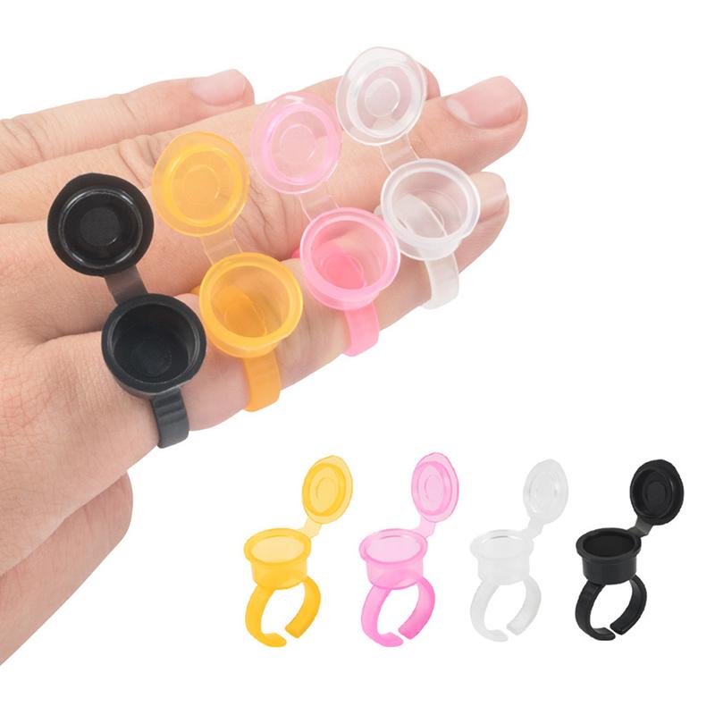 50Pcs Tattoo Pigment Ink Ring Cup Holder With Lid Cover Cap For Microblading