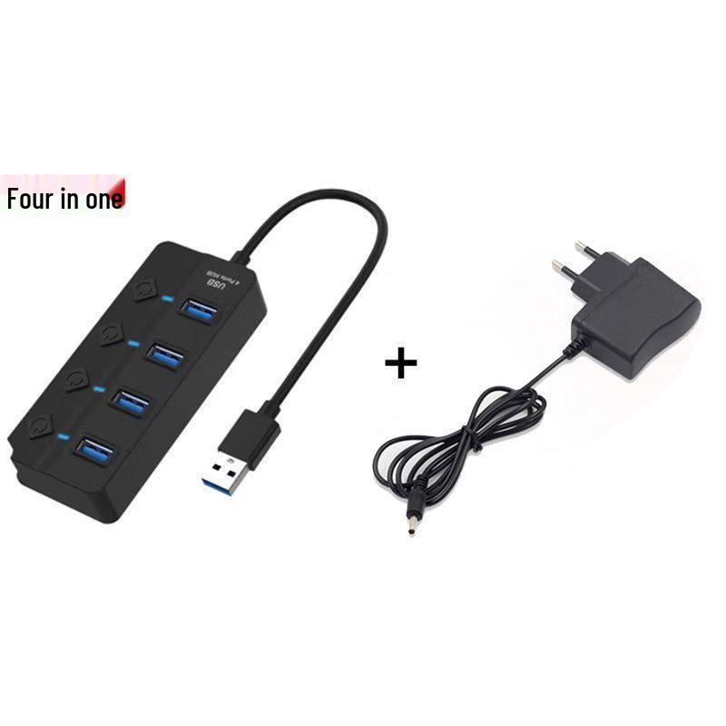 Seven-Port USB Hub with Switch for Desktop and Laptop Expansion