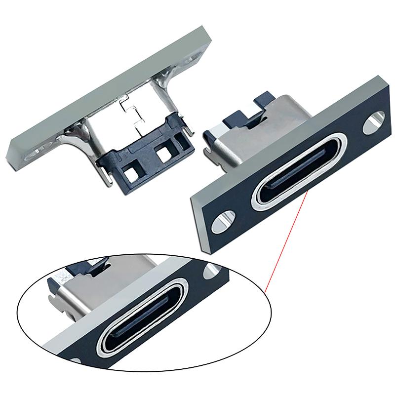 1Pcs Type-C Female Connector Jack Charging Port Usb 3.1 Type C Socket With Fixing Plate