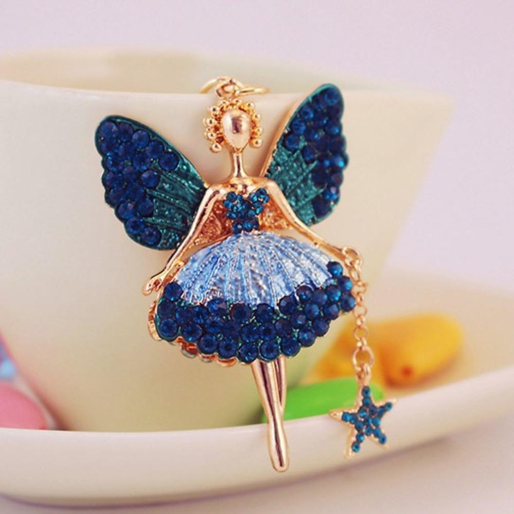 Metal Ballet Girl Keychain Zircon Car Key Ring Luxury Rhinestone Girl Pendant  Women