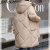 BITCED Thickened Puffer Jacket Down-Filled Cotton Coat Women's Loose-Fit Winter Coat Mid-Length Knee-Length Cotton Jacket