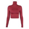 Otoño Mujer Ins Sexy Ajustado Crop Top Manga Larga Cuello Alto