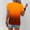 Ladies Summer Short Sleeve O Neck Gradient Color Pullover T Shirt Top