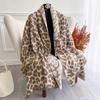 Tassel Blanket Leopard Print Thick Jacquard Pashmina Winter Warm Shawl Wrap Cashmere Scarf Women Neckerchief Poncho Stoles