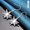 925 Sterling Silver Snowflake Pendant Piercing Earrings Fashionable Wedding Jewelry