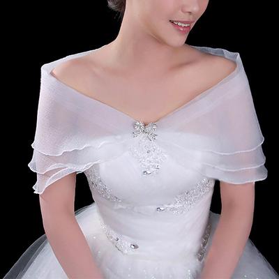 1Pc Einfarbig Vielseitig Brautkleid Mode Eine Schulter Wald System Dünne Stil Schal Bogen Taste