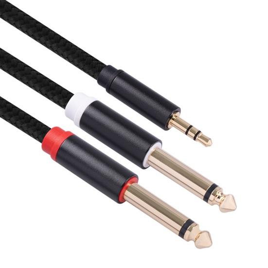 Audiokabel 3,5 mm auf Dual 6,35 mm 1/4 Zoll Stereo Splitterkabel Verstärkeranschluss Audiokabel für PC Laptop Verstärker Mischpult Lautsprecher