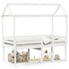VidaXL Lit haut avec toit blanc 90x200 cm bois de pin massif, lit, cadre de lit, lit mezzanine, meuble de chambre à coucher, 3282133