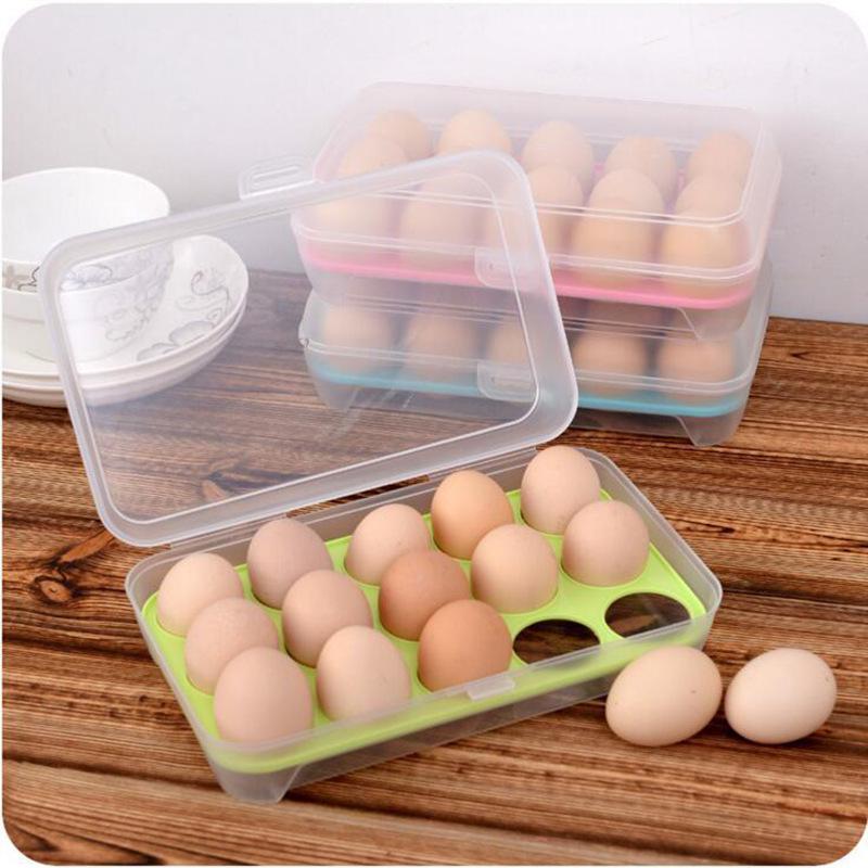 15-Grid Portable Egg Storage Box for Refrigerator and Picnics