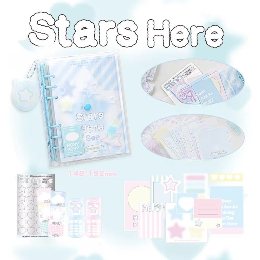 Cute Cartoon Star Diary Book Hand Account Snap Button Notepad Full Color Notebook  Planner