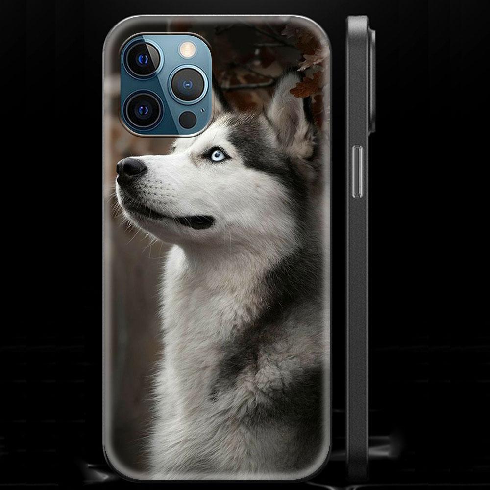 

Роскошный чехол для телефона с милым щенком Аляскинского хаски для iPhone 13 15 14 12 11 Pro MAX XR X SE XS 7 8 Plus, черный матовый силиконовый чехол iPhone XS Max
