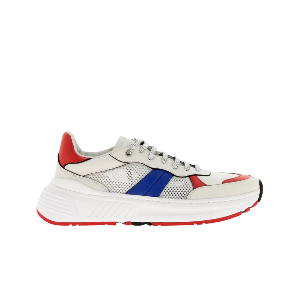 (w) Bottega Veneta Speedster Sneakers In Calf Leather And Mesh White Blue