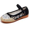 Women's Soft Soled Old Beijing Cloth Shoes Spring New Ethnic Style Embroidered Shoes Flat Dance Shoes Breathable Casual Shoes