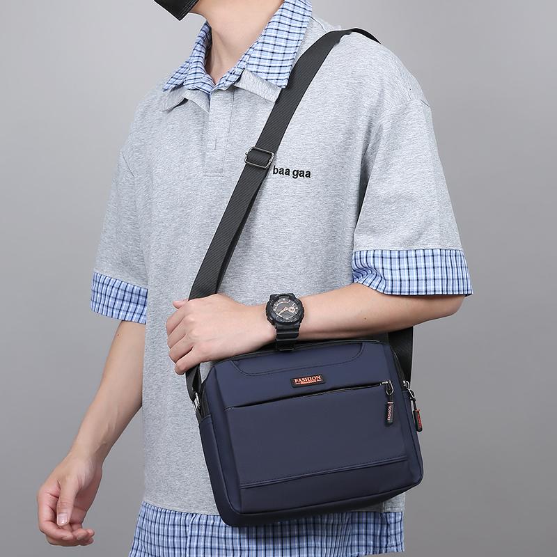 Professional Men's Crossbody Bag - Water-Resistant Oxford Messenger for Work (Large Capacity Oxford Sling with Secure Zippers)