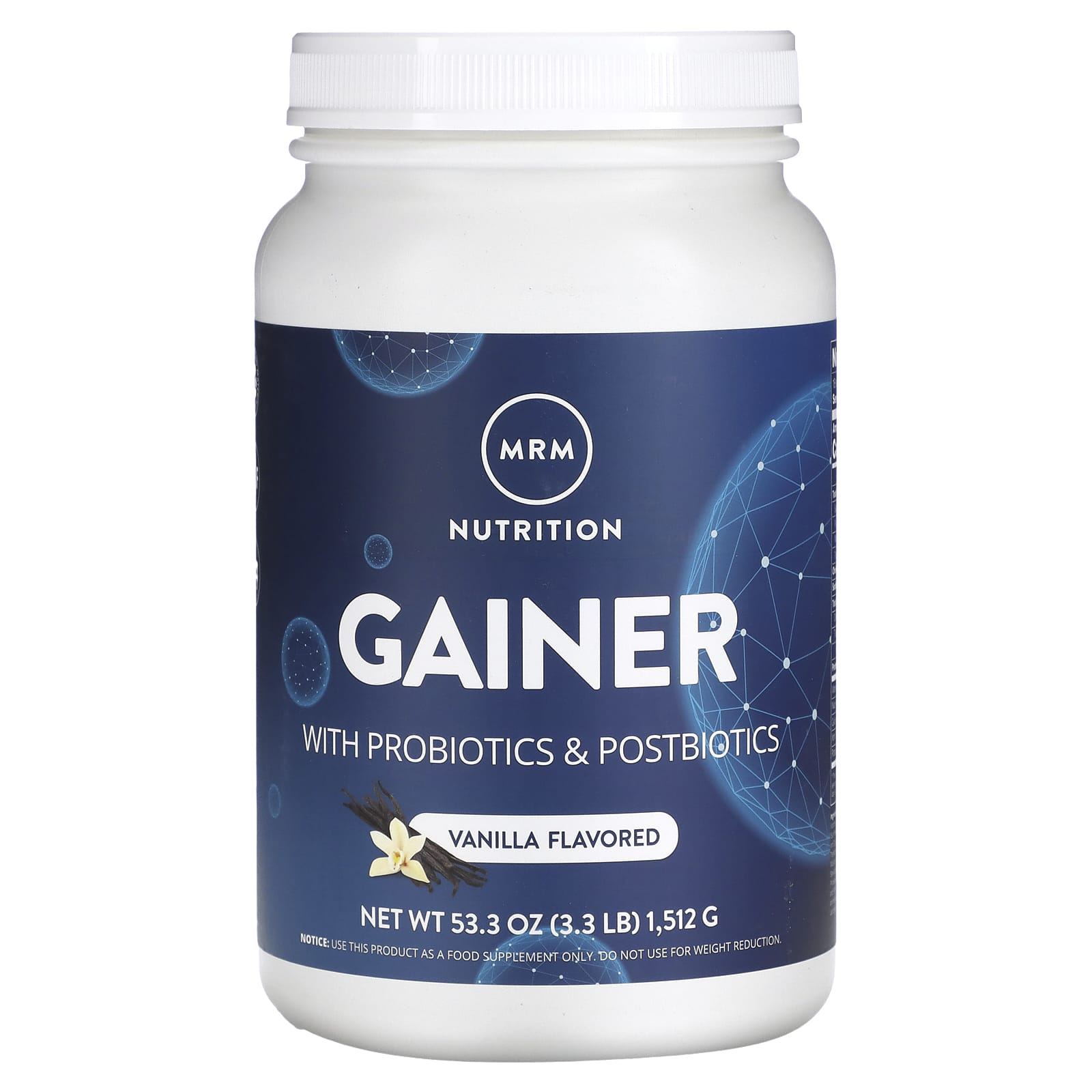 

MRM Nutrition, Gainer, Billion Probiotics, Vanilla, 3.3 lb (1,512 g)
