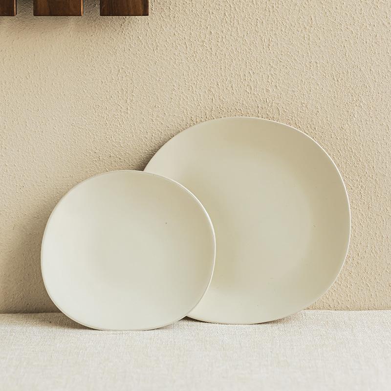 Solid Color Matte Ceramic Plate Minimalist Style Large Plate Household Vegetable Plate Salad Plate Restaurant Western Food Plate Tableware Plate