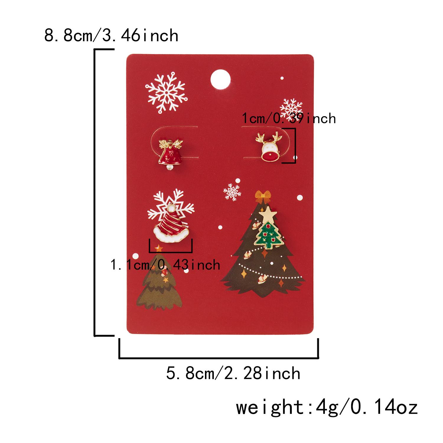 

4 Pcs/Set Cartoon Christmas Gingerbread Santa Earrings Stud for Women Cute Xmas Tree Cane Elk Wreath Earrings Party Jewelry Gift