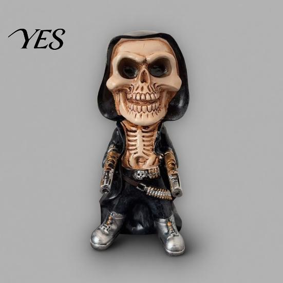 Year-round Skull Decoration Halloween Skeleton Warrior Sculpture, Resin Art Soldier Figurine Statue Home Decor, Gunner Hand-painted Model Ornaments