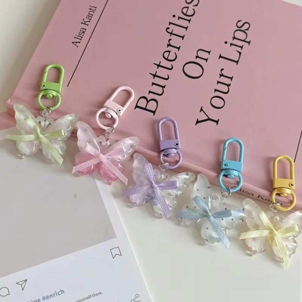 Hangings Butterfly Keychain Super Fairy Jelly Key Chain New Earphone Case Pendant  Girls