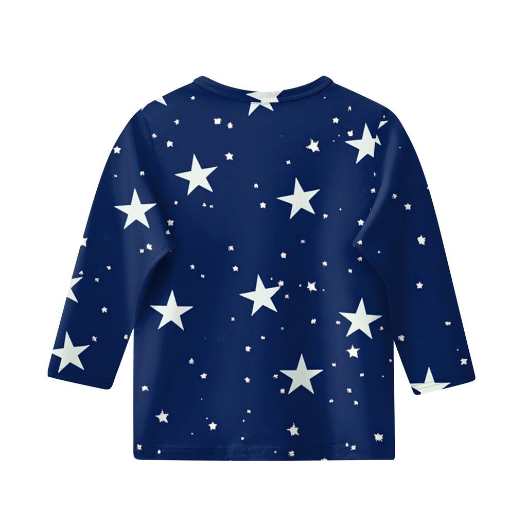 Print Tops For Youth Girls 3-10 Years Round Neck 3/4 Sleeves T-Shirts Trendy Tops Outfit Tees