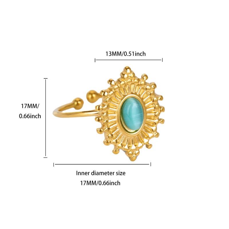 

Exaggerated special-shaped turquoise gold fashion ring women s niche high-end sense versatile titanium steel jewelry