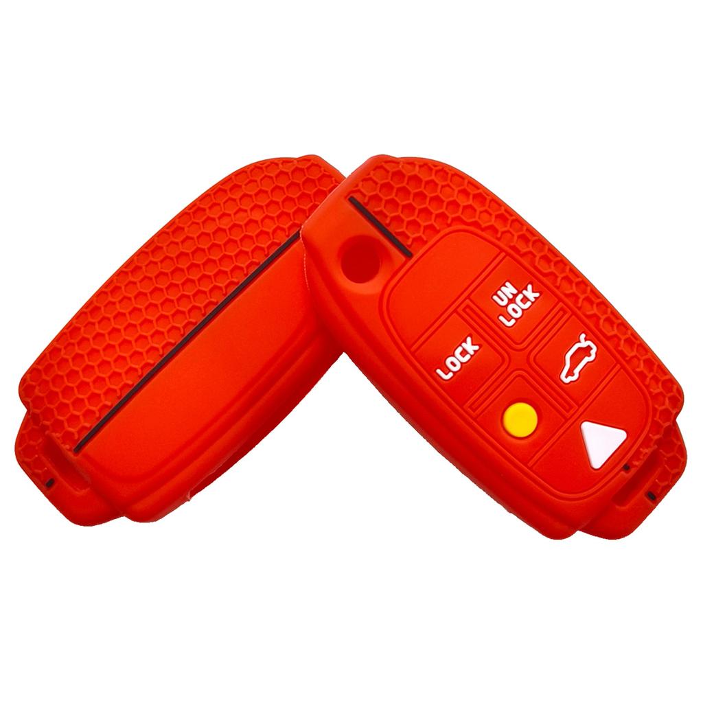 Drop-proof key cover for Volvo XC90 folding 5-button key cover, old Volvo S80 honeycomb pattern silicone key bag