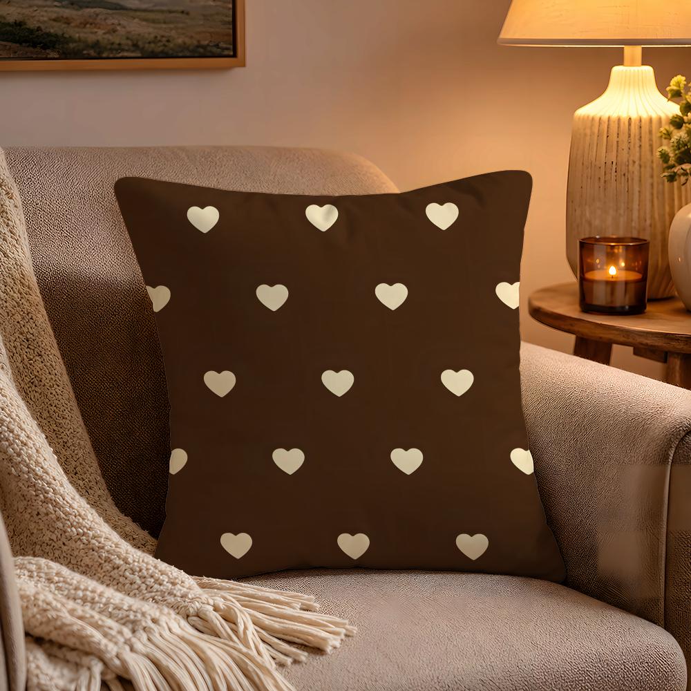 Love Print Pattern Pillow Case Soft Plush Cushion Cover Double Print and Invisible Zipper for Sofa Home Car Use