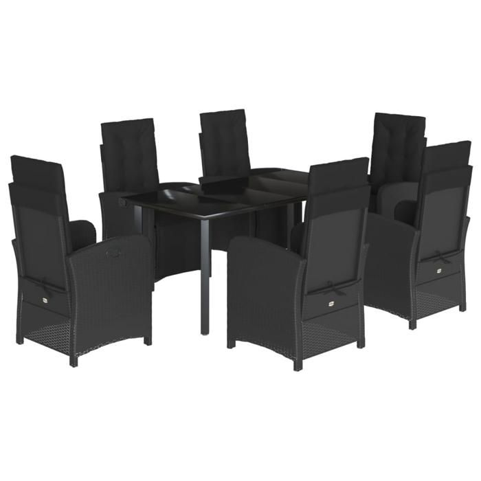 VidaXL Ensemble à Manger de Jardin avec Coussins 7 pcs, Table et Chaises de Patio, Meubles d'Extérieur Terrasse, Moderne, 3212539