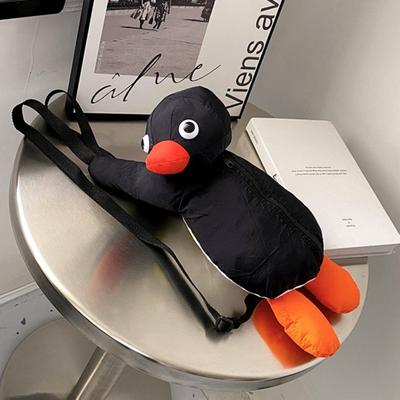 Karikatür Sırt Çantası Penguen Şekli Yumuşak Peluş Ayarlanabilir Omuz Askıları Büyük Yük Taşıyan Çocuk Peluş Bebek Çantası Omuz Çantası Mini Sırt Çantası
