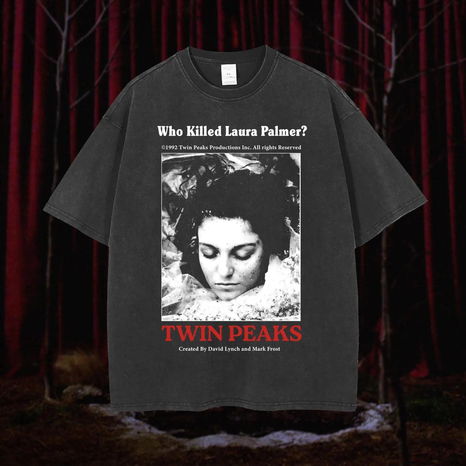 Classic Tv Twin Peaks Still Print Tshirt Men Women Fashion Vintage Washed Cotton Top Oversized Fashion Harajuku Summer New Tees S