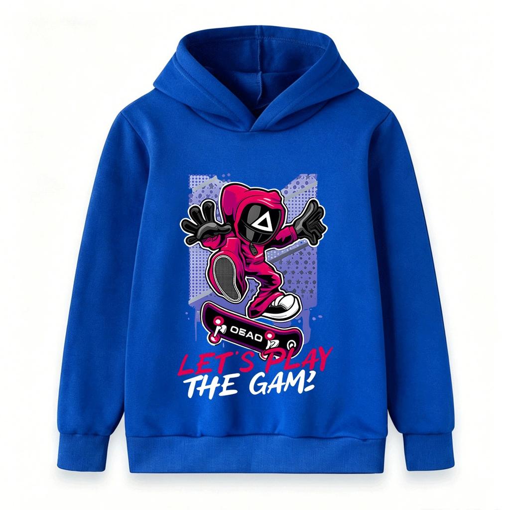 Kids Boys Girls Hoodie, Cool Skateboard Game Character Printed Long Sleeve Pullover Sweatshirt for Casual Daily Wear