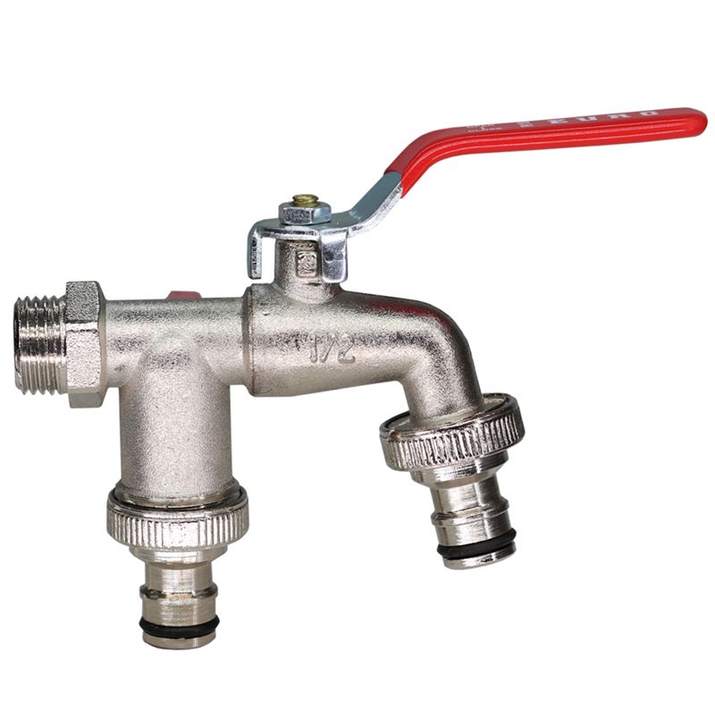 

WON Industrial And Home Irrigation Zinc Alloy Garden Bibcocks Bibcock With Dual Nipple And Outdoor Balcony Faucet червоний