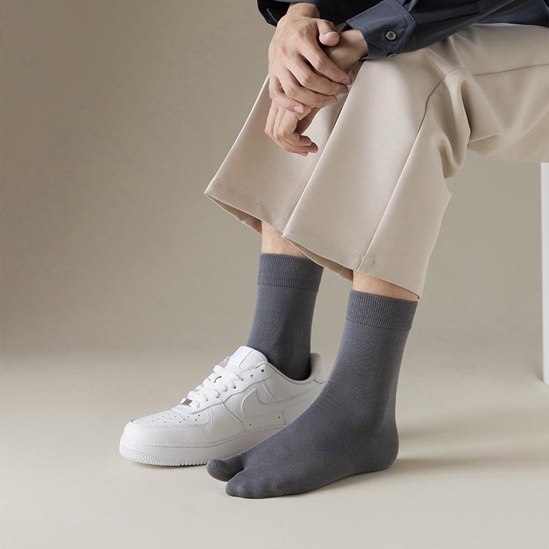 Chaussettes Japonaises Mi-Mollet en Coton Anti-Odeur à Deux Doigts pour Homme (Geta & Design à orteil séparé)