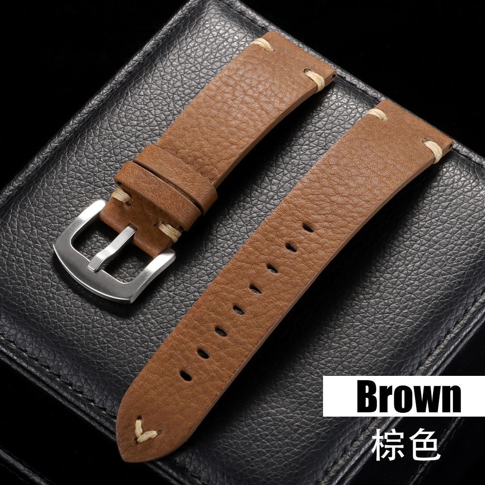 

Универсальный ремешок для часов из натуральной воловьей кожи 18/20/22 мм, металлическая застежка, дышащий браслет для мужчин и женщин, винтажные ремешки, аксессуары для ремня 18mm&with Silver Buckle коричневый