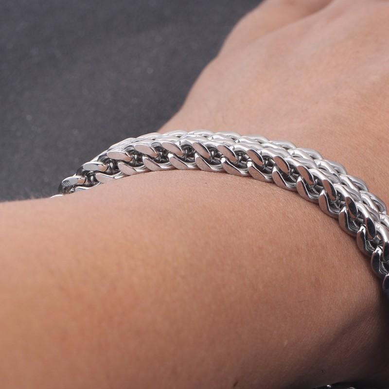 Stainless Steel Punk Rock Hip Hop Chain Bracelet 12mm Geometric Design Unisex Fashion Jewelry Men Women