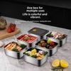 4Pc Stainless Steel Food Storage Containers Set Thickened Leakproof Stackable For Fridge Freezer And Pantry Organization