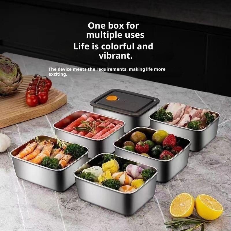 4Pc Stainless Steel Food Storage Containers Set Thickened Leakproof Stackable For Fridge Freezer And Pantry Organization