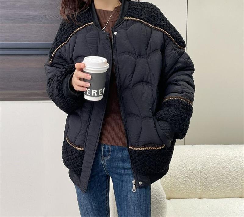 Autumn and winter new fashion Maillard style wear popular niche versatile color matching warm cotton jacket