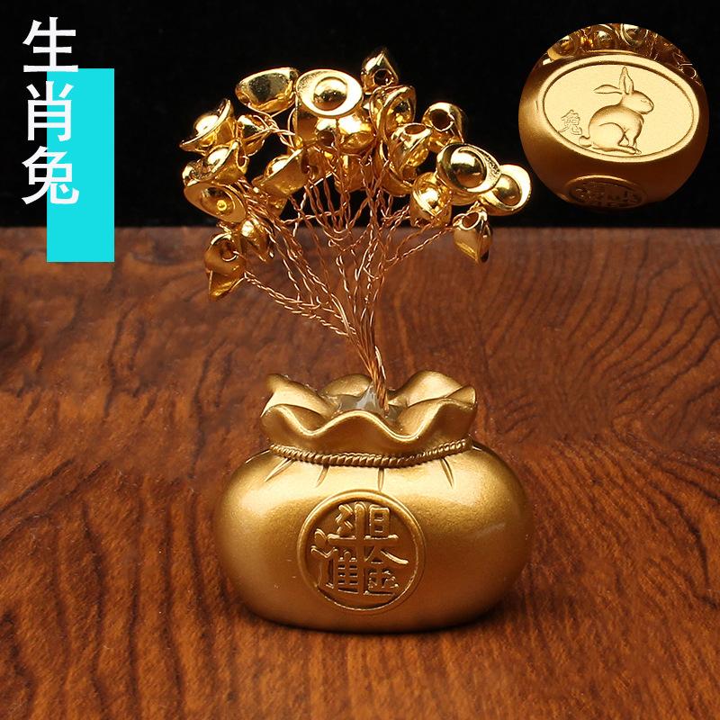 Make a fortune money bag tree ornament, make money every day, money bag creative desktop decoration, new home entrance car ornament gift