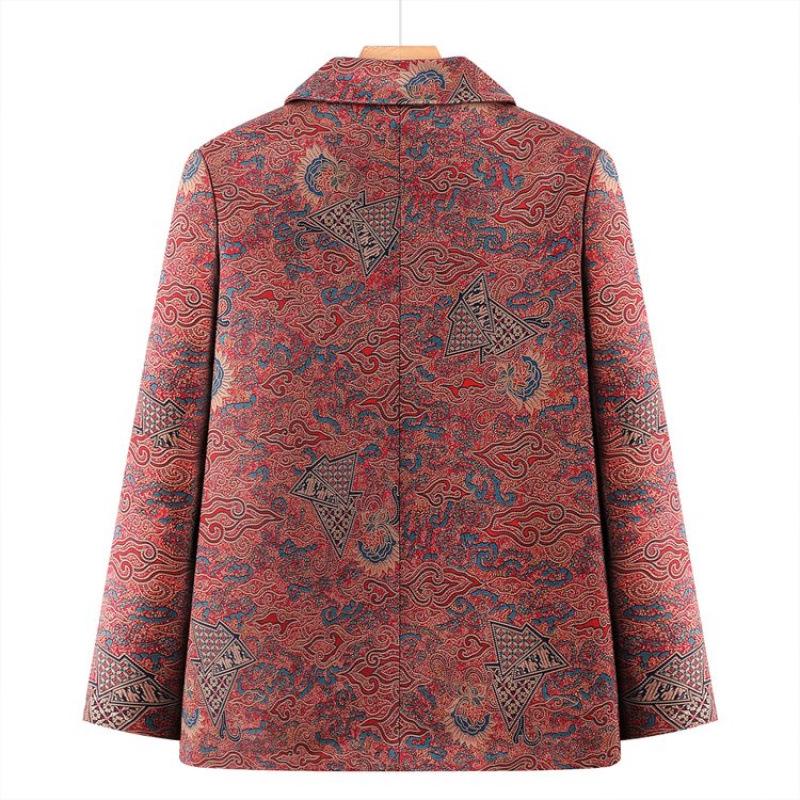 Spring Printed Women's Top - Mid to Elderly Loose Cover-up Jacket