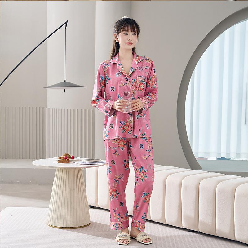 Factory goods 1011 spring new ice silk pajamas women's Douyin fashion cartoon Internet celebrity fashion loungewear suit