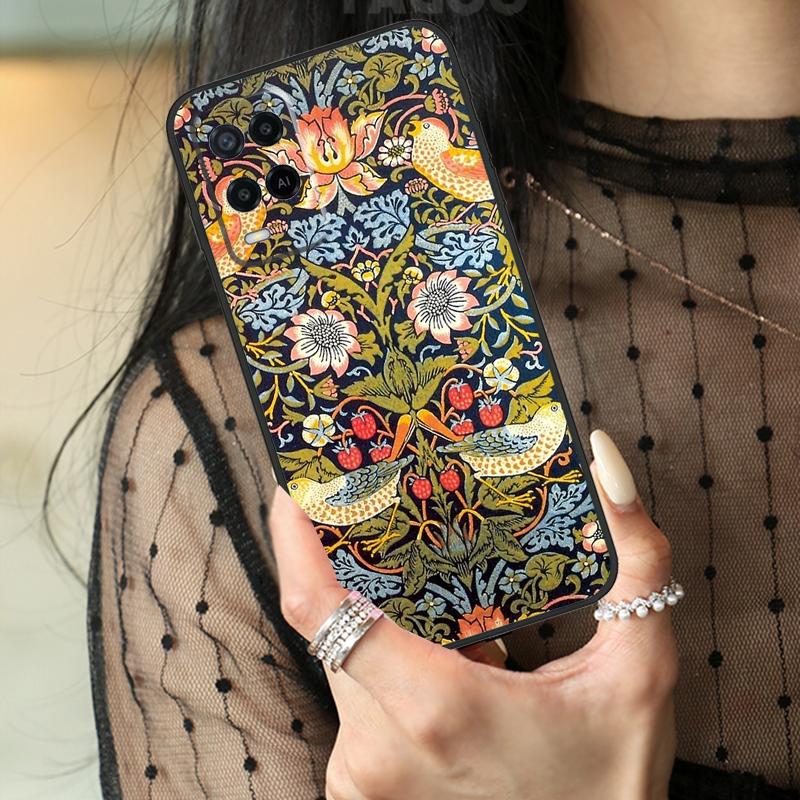 William Morris Strawberry Thief Case For Oppo A5 Pro A15 A17 A57 A77 A18 A38 A58 A78 A98 A94 A74 A54 A40 A60 A80 A96 A76 A16