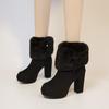 Coarse Heel High Heel Short Boots Women's Winter Women's Shoes New Platform Waterproof Table Martin Boots Velvet Women's Boots To Keep Warm