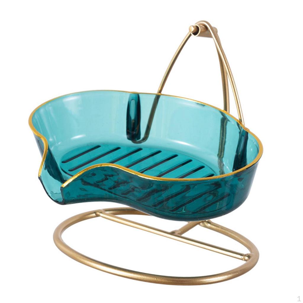 Bathroom Soap Dish, Nordic Style Box, Metal Stand Holder, Self Draining Tray for