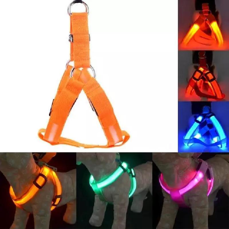 Led Dog Harness Safety Nylon Strap Adjustable Flashing Light Rechargeable Up