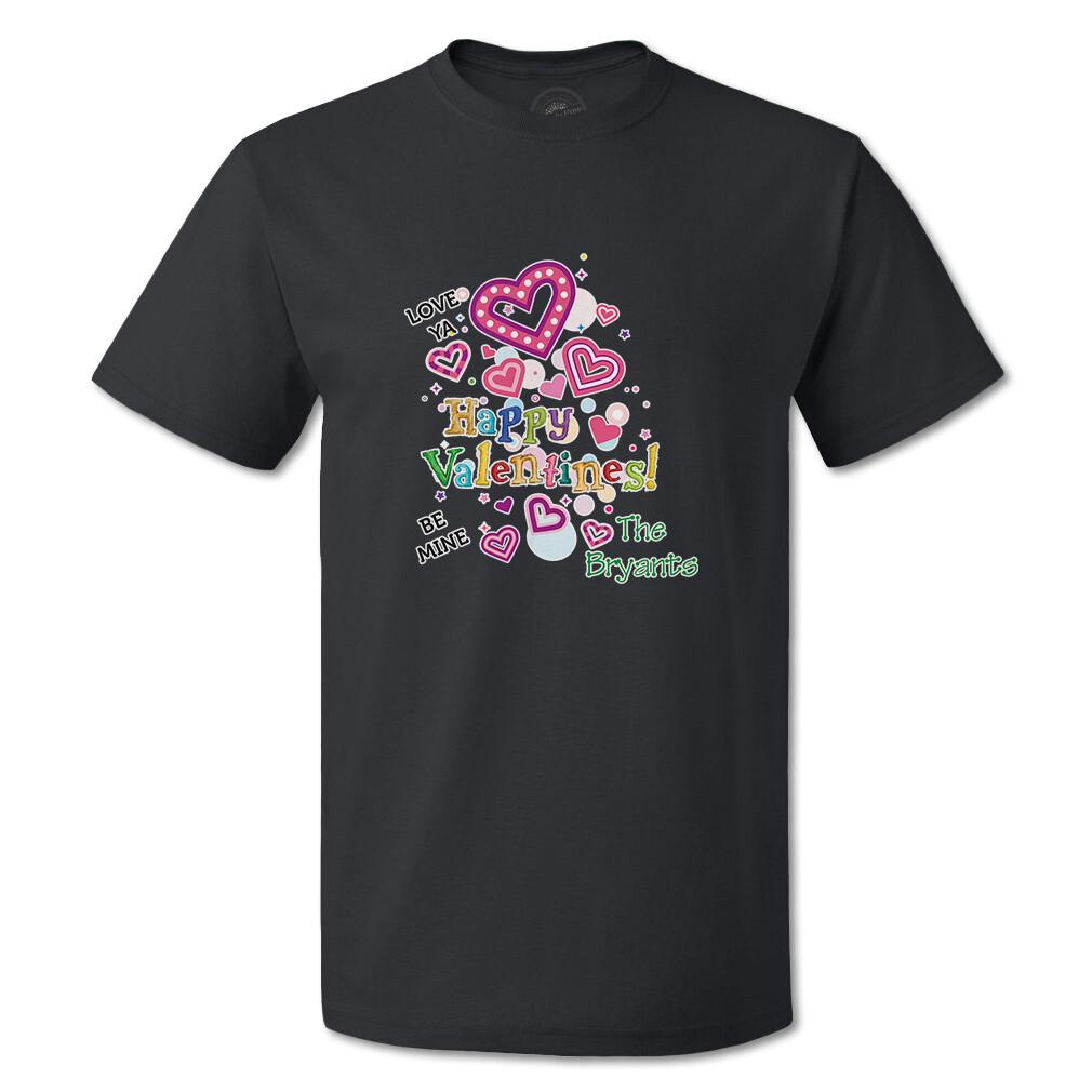 Funny Graphic T Shirts Love Ya. Happy Valentines! Be Mine. Valentines Day Cotton S