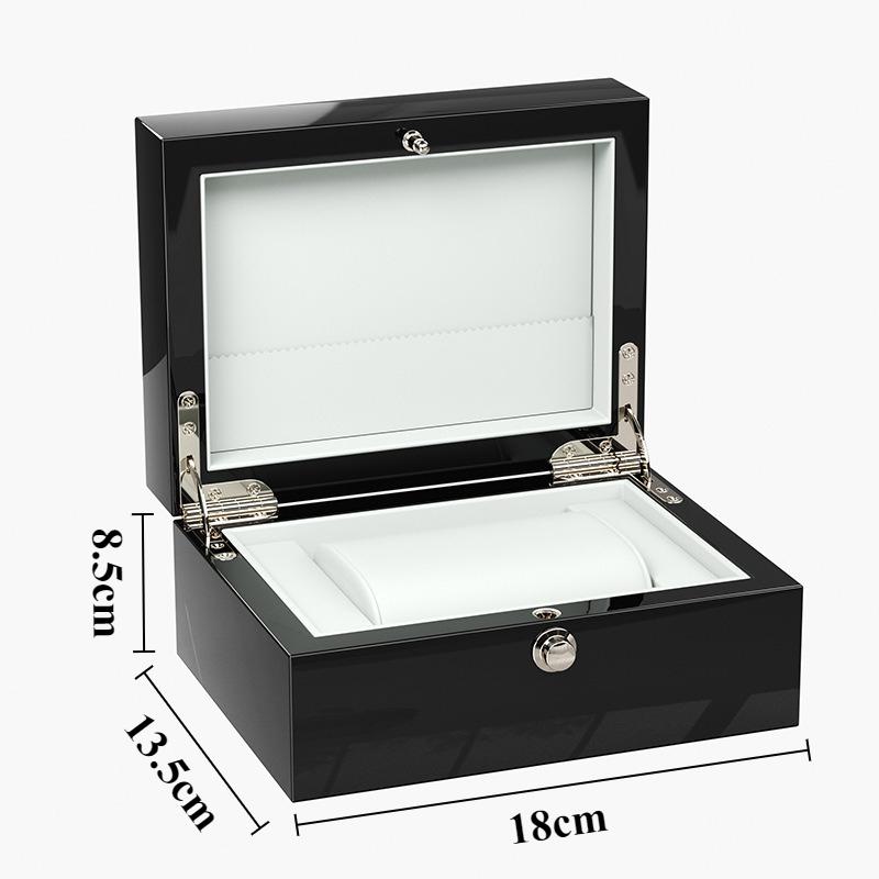 

Luxury Watch Box Flip Cover Watch Storage Case Black Wooden Lacquer Finish Watches Organizer Men s Portable Watches Display чёрный