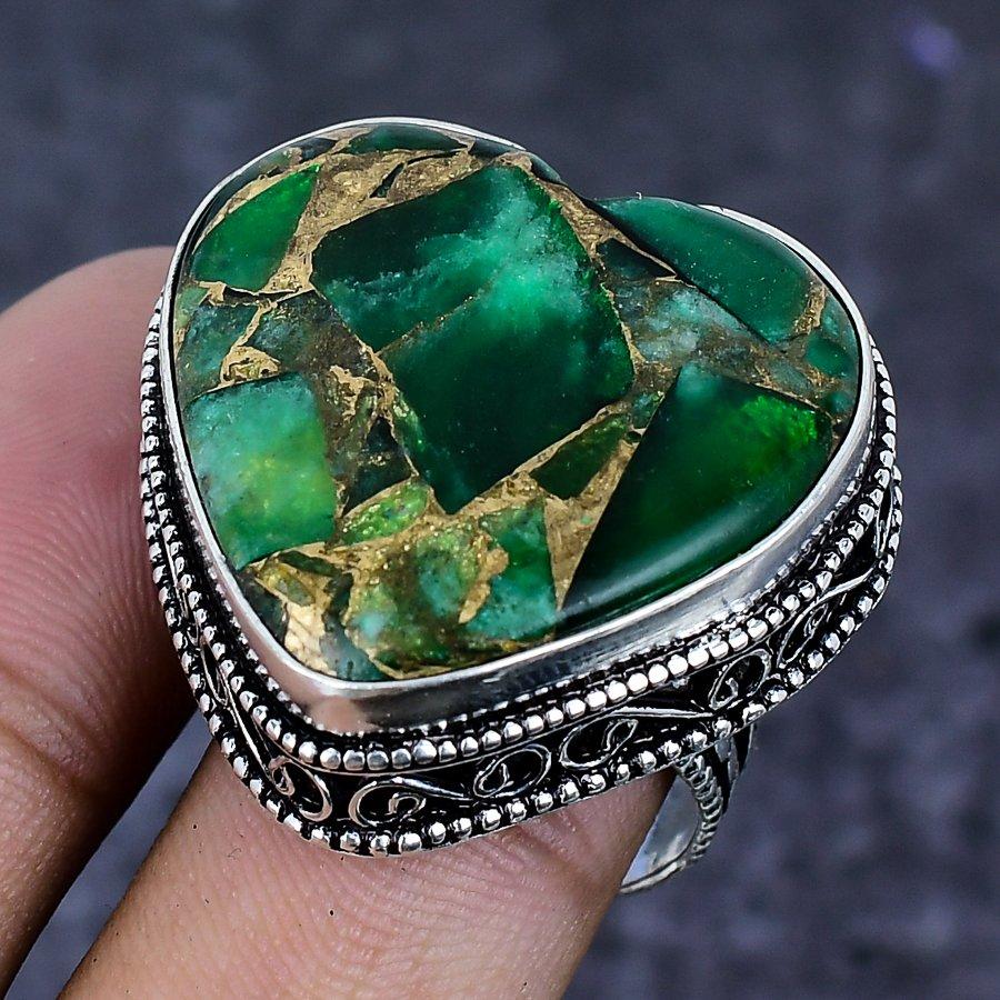Natürlicher Kupfergrüner Turmal 925 Sterling Silber Schmuck Ringgröße 8.5 ETC-13892