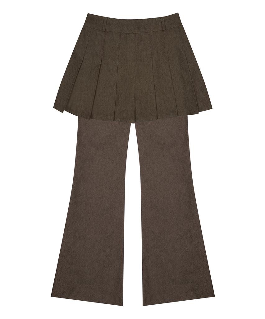 LUVISTRUE Im Denim Pleats Skirt Pants(Brown)